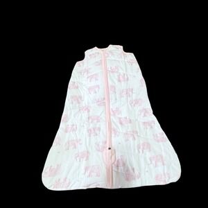 Burt's Bees Baby Beekeeper Wearable Blanket L White W/ Pink Elephant NWOT
